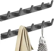 2 Pack Wall Mounted Coat Rack Heavy 5 Hook Metal Coat Hook Aluminum Coat Rack Wall Mount Space Saving for Entryway Kitchen Bathroom Closet Modern Simple Style Coat Rack Hat Towel Hook Hangers (Grey)
