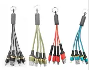 1 PC OF 3 in 1 USB SQUID Cable Keychain Charger for Iphone, Type C, Micro ASST