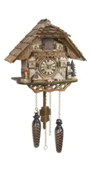 Quartz Cuckoo Clock Black forest house with music TU 4227 QM NEW