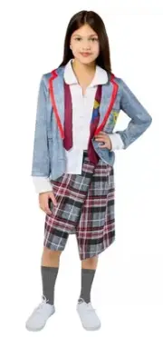 S (6) Kids Beetlejuice Astrid School Uniform Costume Schoolgirl Small Grey New