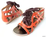 PROENZA SCHOULER 36.5 US 6.5 brown cut-out leather GLADIATOR FLATS shoes $795