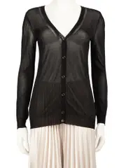 Black Glitter Accent Long Sleeve Cardigan