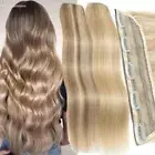 Russian 100% Remy Human Hair Extensions One Piece Clip In Full Head Weft BLONDE