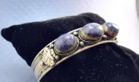 在飛比找Yahoo!奇摩拍賣優惠-西藏 尼泊爾 純手工製作  白銅 手鐲 手環 藏銀 青金石 