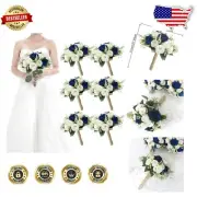 Pre-Made Set of 6 Silk & Plastic Bridesmaid Bouquets - Perfect for Boho Weddings