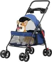 Advwin 4 Wheels Pet Stroller Dog Cat Cage Stroller for Medium Small Travel Folding Carrier Waterproof Puppy Stroller w/Cup Holder