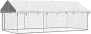 vidaXL Outdoor Dog Kennel - Durable Galvanised Steel Construction with Safety Lock and UV Protected Canopy - Large Space for Exercise and Play - 400x200x150 cm