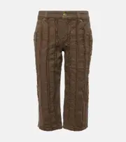 [Blumarine] Blumarine Low-rise cotton-blend cropped pants AU 4 brown