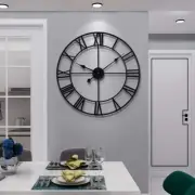 Large 24-Inch Black Round Wall Clock - Quiet Quartz Movement for Stylish Homes