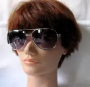 NWT $36 NINE WEST Silver/Grey Aviator Unisex Sunglasses 100% UVA UVB Protection