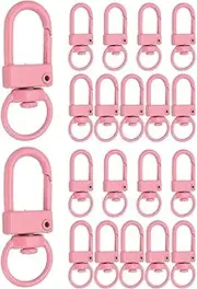 uxcell Metal Lobster Claw Clasps, 20 Pack Swivel Lanyards Trigger Snap Hooks Keychain Clips with Key Rings for Making Bags Purses Straps DIY Crafts Necklace Findings, Pink