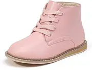 PANDANINJIA Toddler Girls Boots Kids Fashion Spring Fall Short Ankle Booties Comfort Lace Up Girl Flats Dress Shoes