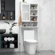 CostwayOver the Toilet Storage Cabinet with Sliding Door and Shelves-White