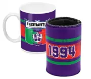 Fremantle Dockers Official AFL Logo Mug & Stubby Holder Can Cooler Gift Pack