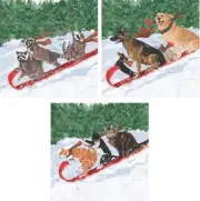 Tobogganing Friends Cocktail Beverage Paper Napkins, 3 Packages