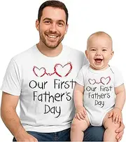 [Tstars] Our First for Dad & Baby Matching Set Bodysuit & Men's T-Shirt