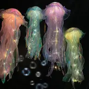 Colorful Jellyfish Lamp Vibrant and Unique Glow Bedroom Decoration - Handmade Lace Lampshade Perfect Gift for Friends an