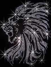 LION RHINESTONE IRON ON TRANSFERS HOT FIX BLING FACE
