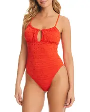 Red Carter Eyelet Balconette Swimsuit