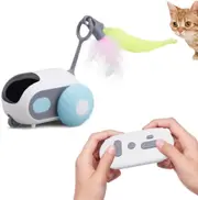 Interactive Smart Cat Exercise Toy with Remote Control, Two-Speed Adjustment, Automatic Obstacle Avoidance, USB Rechargeable (Blue)