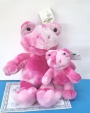 BUILD A BEAR Pink Frog WITH small Frys PLUSH Tye Dye BNWT Valentines