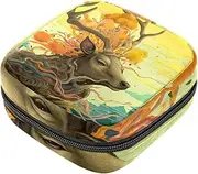 Period Bag,Sanitary Napkin Storage Bag,Autumn Leaves Deer,Tampon Holder for Purse