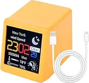 Digital Weather Clock - Wireless Weather Station, Small Digital Alarm Clock, Portable Desktop Smart Control Alarm Rechargeable Home Humidity Monitor Date Time for Living Rooms