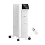 1500W Oil Filled Radiator Heater with Remote Control 3 Modes 24H Timer-White - C