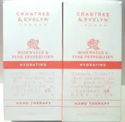 Crabtree & Evelyn ROSEWATER PINK PEPPERCORN Hand Therapy 3.45 oz/100 g, NEW x 2