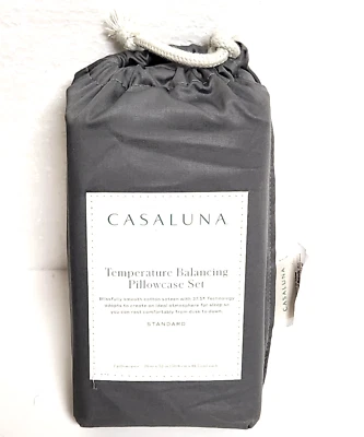 Casaluna Standard Size 300 TC Temperature Regulating Pillowcase Set - Dark Grey