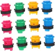 Toddmomy 12PCS Video Game Push Button Replacement Round Switches for Street Machines and Play Installation Accessories for Gaming Enthusiasts