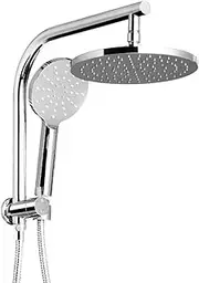 Cefito Shower Head, 9" Rain Hand Showers Rail Taps Holder Handheld Showerhead Bath Accessories Bathroom Set Fixtures Wall, with Stainless Steel Water Hose High Pressure Portable Silver