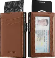 Men'S Wallet with ID Window Premium Leather Wallets RFID Blocking Minimalist Wal