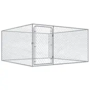 Outdoor Dog Kennel Galvanised Steel 2x2x1 m