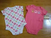 Baby Starters Bodysuits 3-6 Months Sock Monkey Set Girls SS Infant 2 Pack NEW