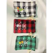 12 Festive Buffalo Plaid Christmas Gift Bags Set Holiday Drawstring Pouches