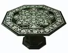 36" marble Table Top semi precious multi stones inlay With marble Stand