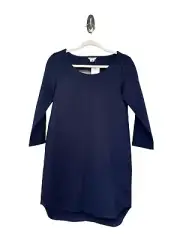 Club Monaco Stephanie Knit Dress Navy Long Sleeve Back Cut Out Size 2 Shift Mini