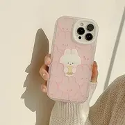 LIUJINCAN Adorable Rabbit Silicone Phone Case for iPhone 12 Mini - Semi-Transparent Frosted Cover with Cute Floral Bunny Design, Lens Protection - Perfect for Young Girls