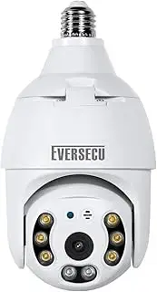 Eversecu 2K 4.0MP Wireless PTZ Security Camera with E27 Bulb Connector, Motion Auto Tracking, 2 Way Audio, Spotlight Night Vision, Tuya Smart Life WiFi CCTV Camera Compatible with Alexa & Google Home