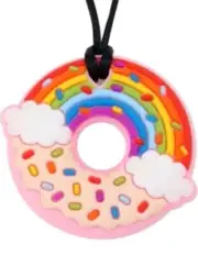 Brand New Sensory Chew Teether Necklace Chewellery Rainbow Donut