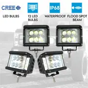 Elinz 4x 60W LED Driving WorkLight Flood Spot Beam 12V 24V Lamp Light 4x4 Offroad