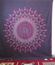 Indian Multi Pink Mandala Wall Hanging Queen Size Cotton Bohemian Tapestry Throw