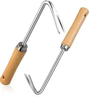 GALPADA Stainless Steel Gardening Hand Weeder Tool with Handle Shaped Fork for Easy Root Removal Durable Weeding Puller for Various Soil Types