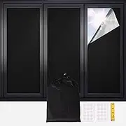 Blackout Blinds, 100 * 145CM Portable Blackout Curtains, No Drill Window Shades, Blackout Material Temporary Blackout Blinds for for Travel, Dorm Room