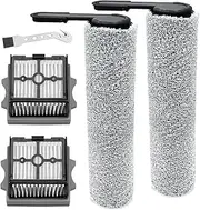 DianSung Brush Roll + Filter Accessory Set for Tineco Floor One Stretch S6 Wet and Dry Vacuum Cleaner Replacement Parts, 2 Brush Rolls + 2 Cotton Filter + 1 Cleaning Brush