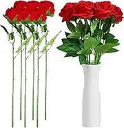 Artificial Roses - Red Artificial Roses | Single Stem Fake Rose| 10Pcs Red Roses Bouquet Vase for Home Decor Garden Wedding Decorative Wreaths Handwork Flower Arrangement Artificial Flowers