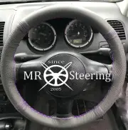 FOR PEUGEOT BOXER GREY TWO TONE LEATHER STEERING WHEEL COVER 05-12 PURPLE STITCH