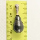 Baroque Tahitian Pearl Pendant in 14k Yellow Gold & Diamonds