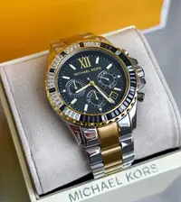在飛比找Yahoo奇摩拍賣-7-11運費0元優惠優惠-MICHAEL KORS Everest 黑色錶盤 金色配銀